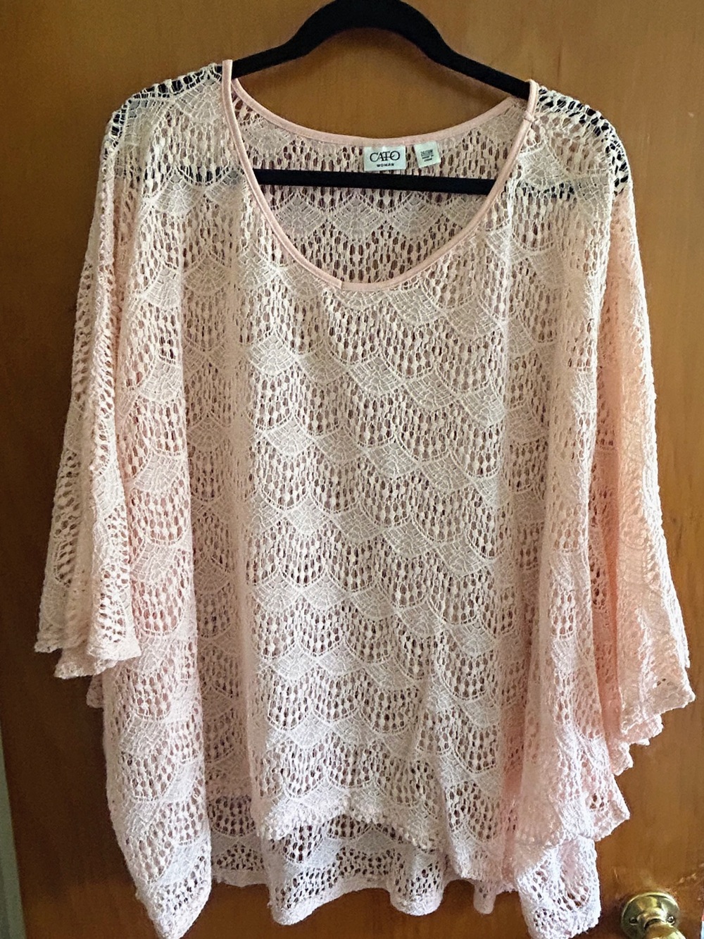 Cato Light Pink Crochet Knit Womens Top
